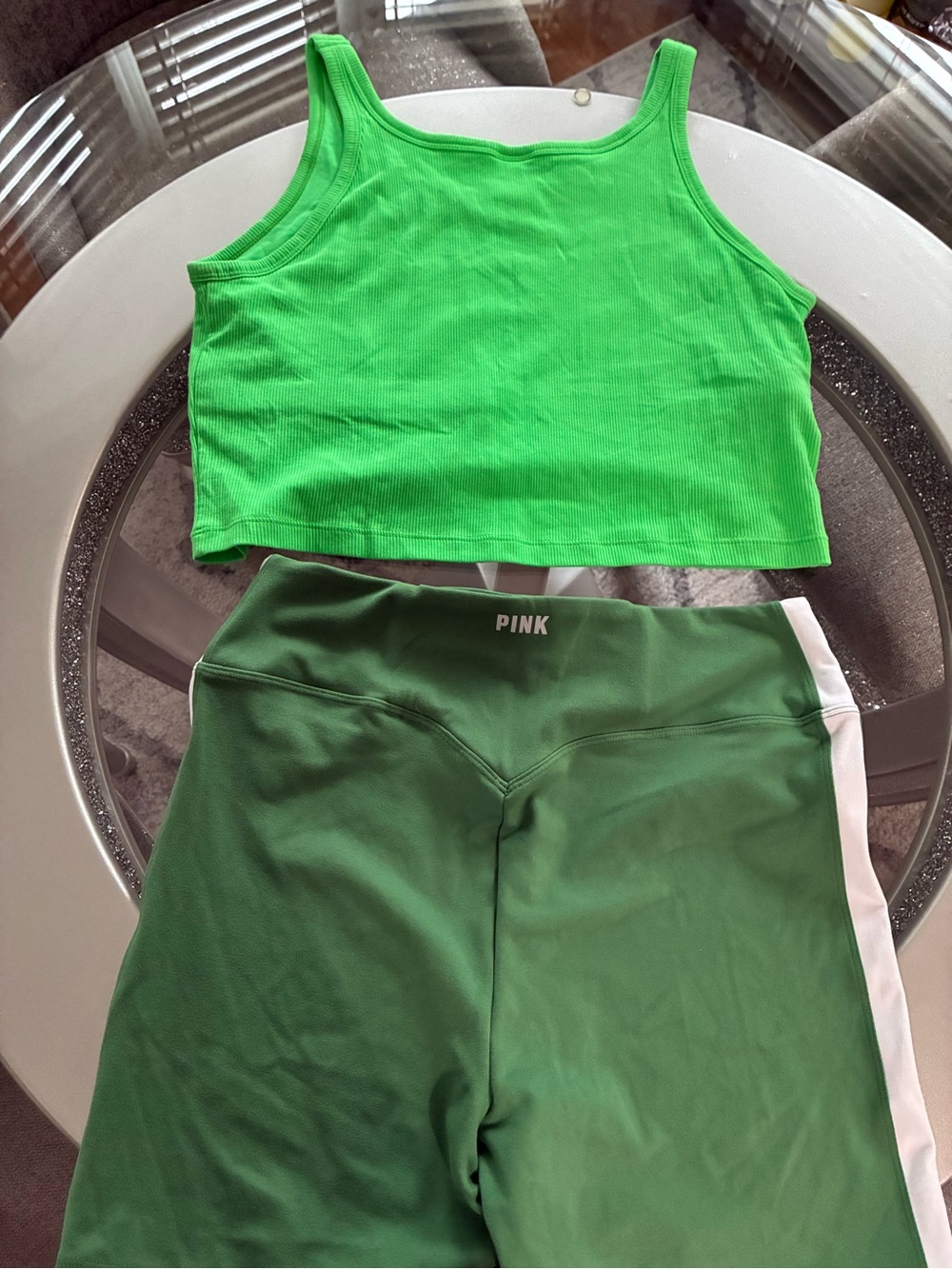 PINK Victoria's Secret Womens Green Athletic Bike Shorts - Green